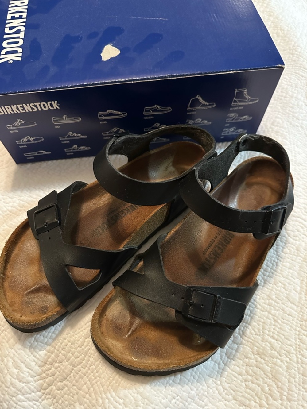 Birkenstock Black Leather Rio Ankle-Strap Sandals 39